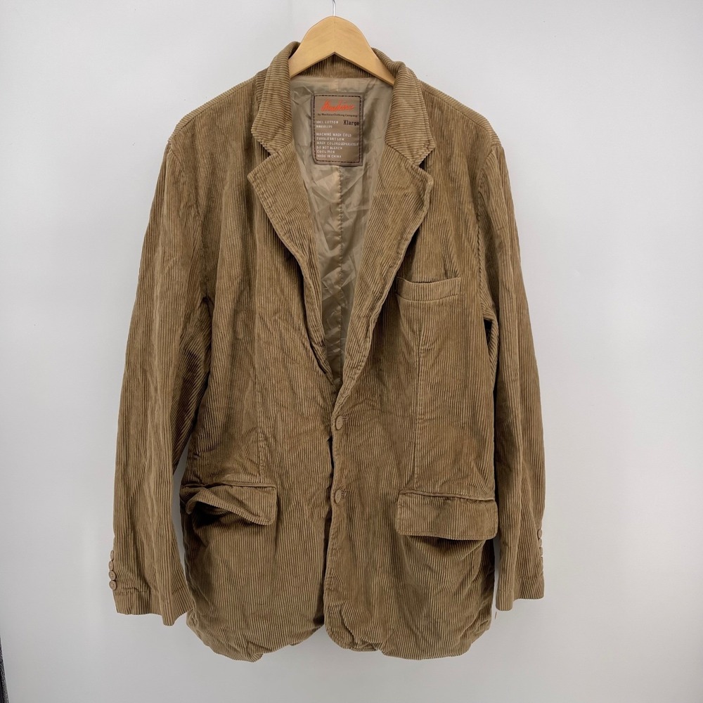 Machine Clothing Company Tan Corduroy Blazer Jacket Mens XL Brown 100% Cotton